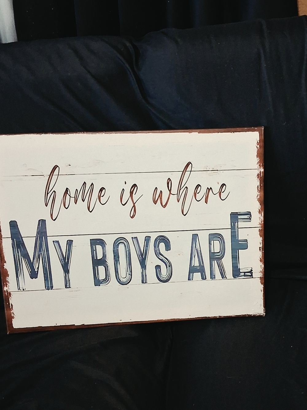 Home Is Where My Boys Are White & Blue Wall Art
